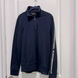Michael KORS Midnight Blue 1/4 Sweatshirt Logo in White on Arm Unisex